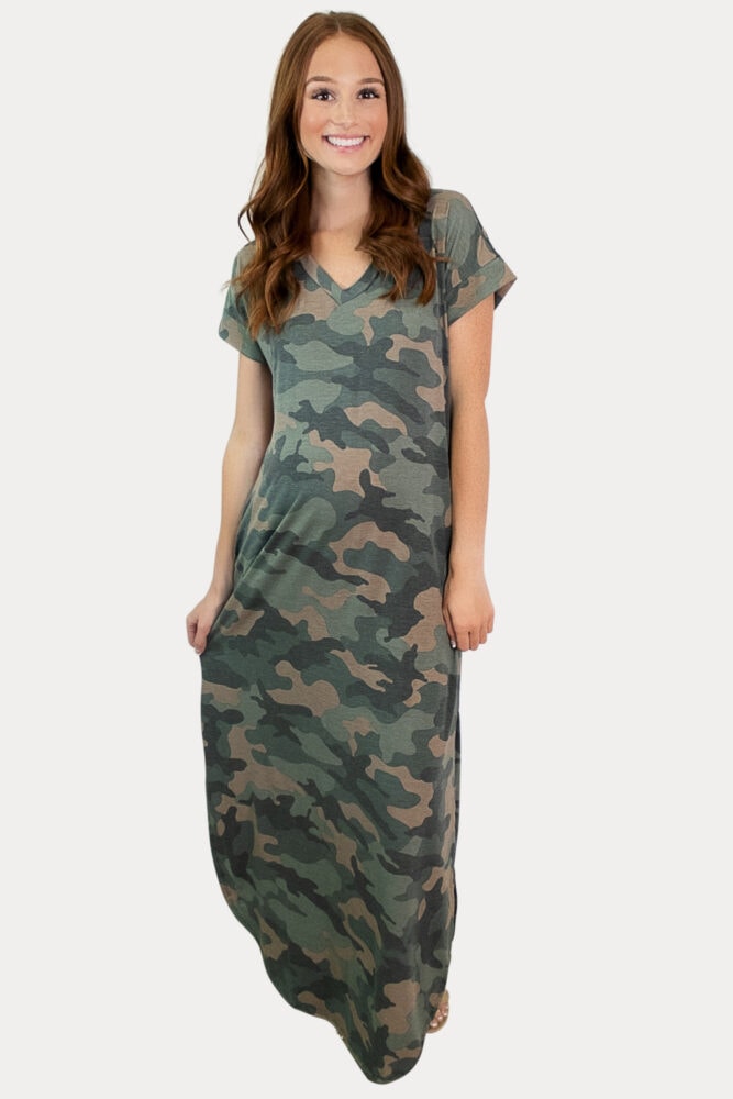 camo pregnancy maxi dress