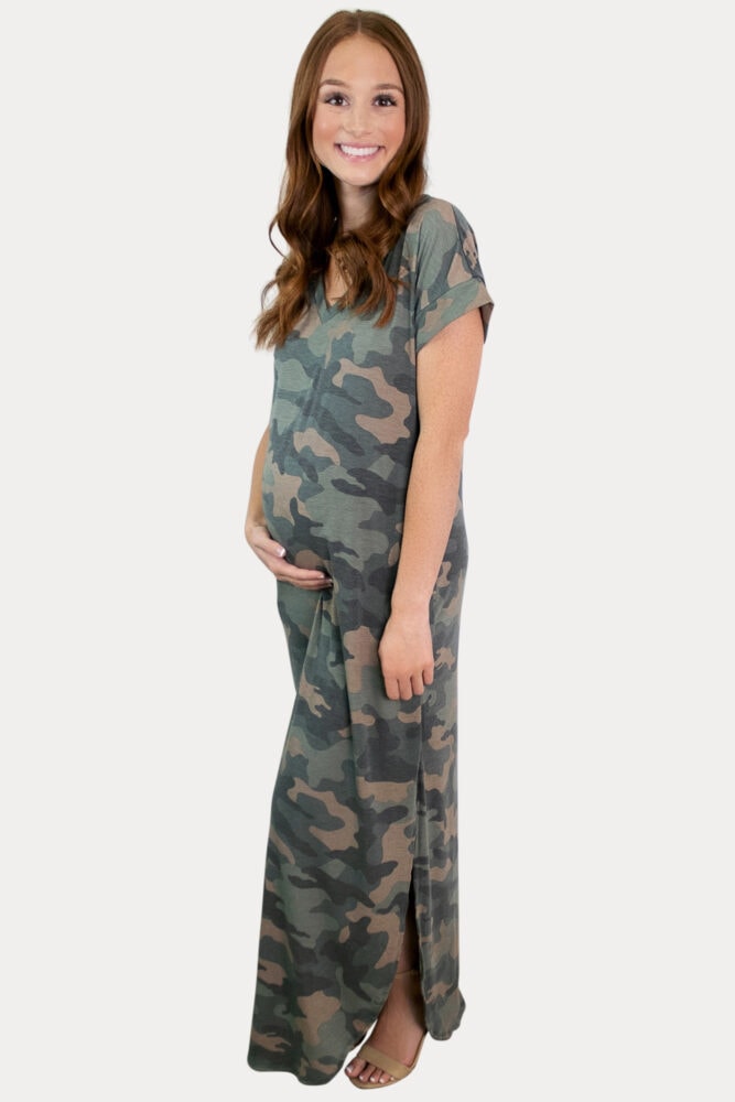 camo pregnancy maxi dress