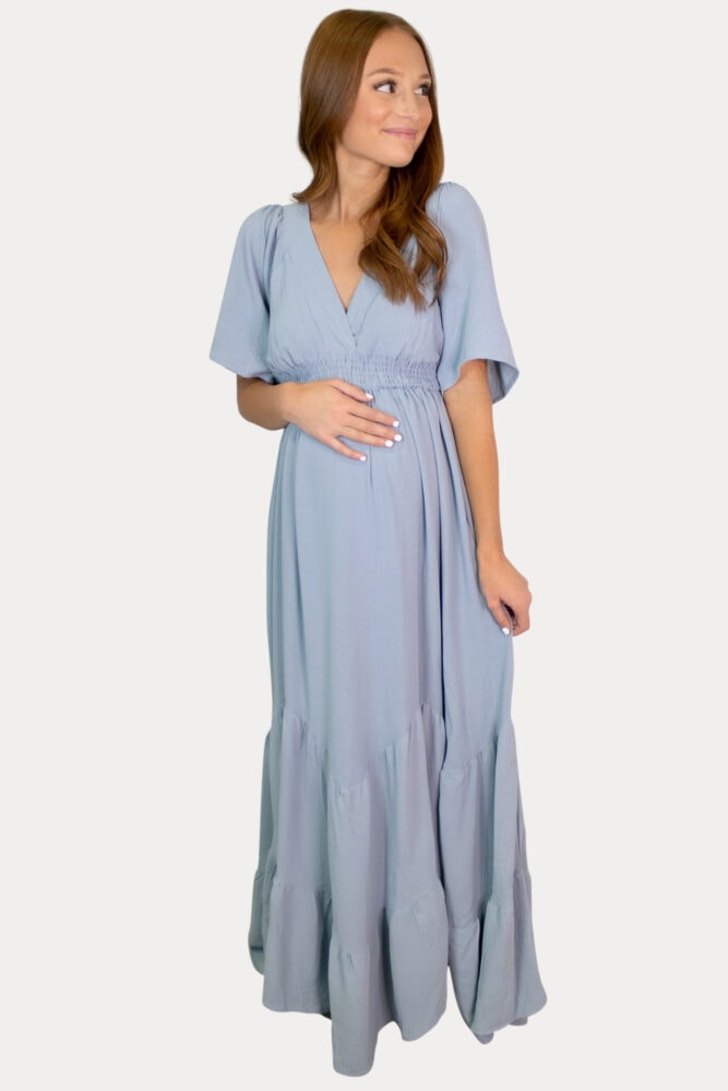 elegant v-neck pregnancy maxi