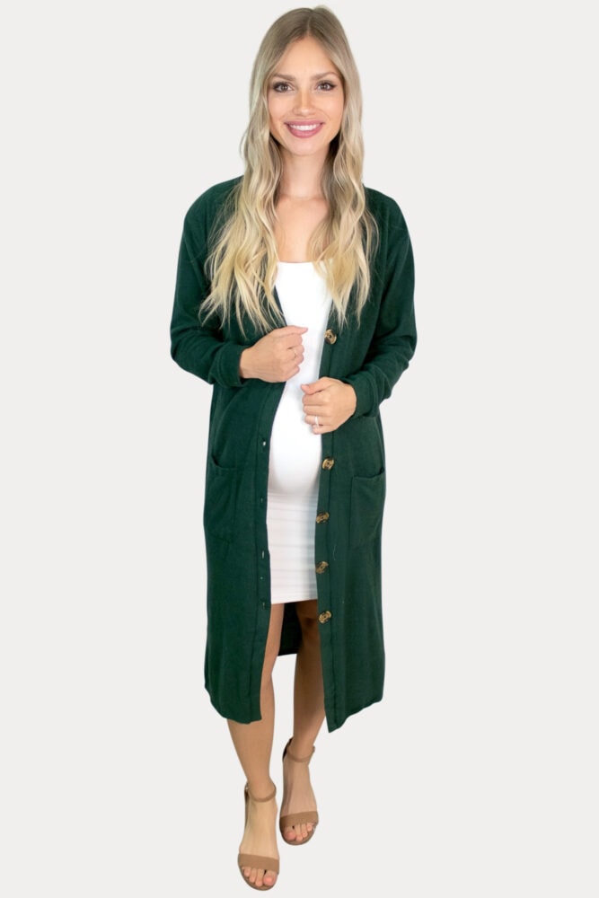 green maternity cardigan