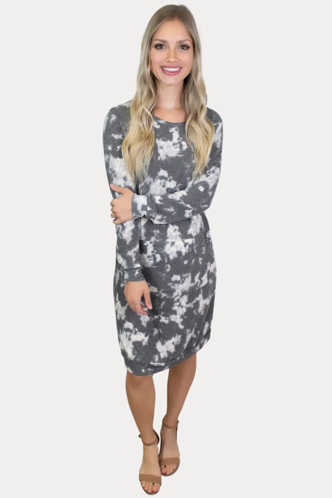 grey tie-dye pregnancy dress