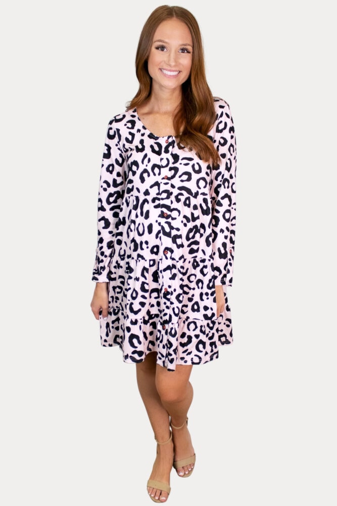 pink leopard pregnancy dress