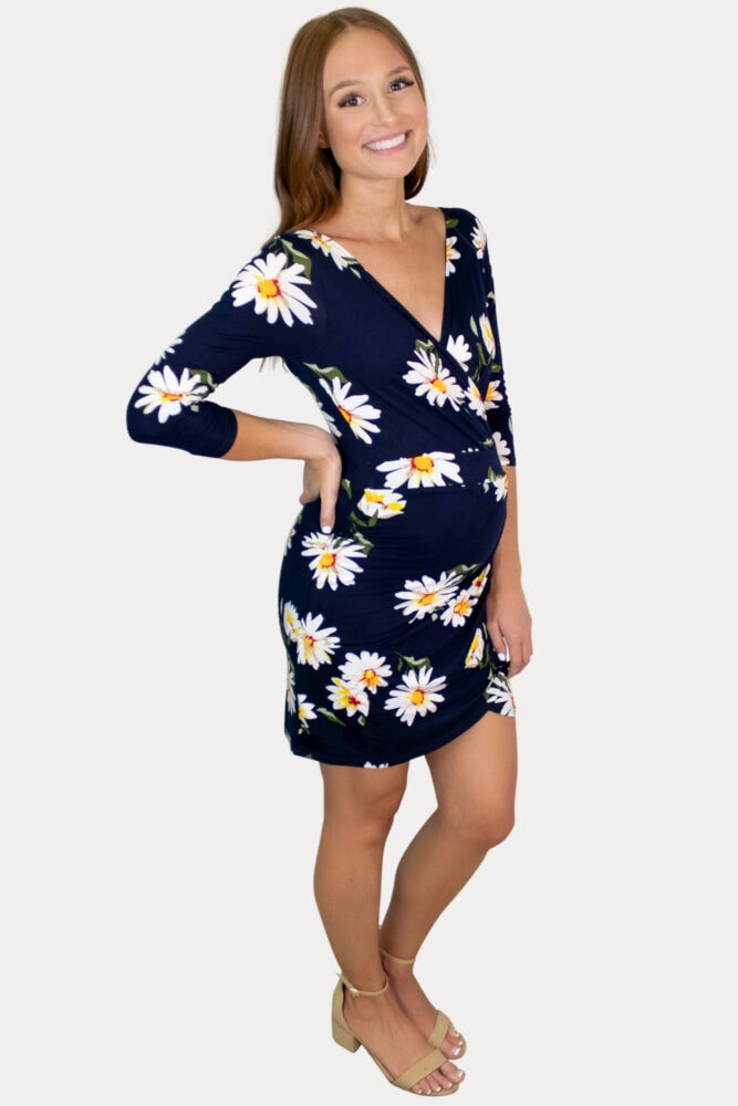 navy sweetheart maternity dress
