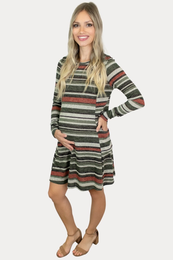 stripe print maternity dress