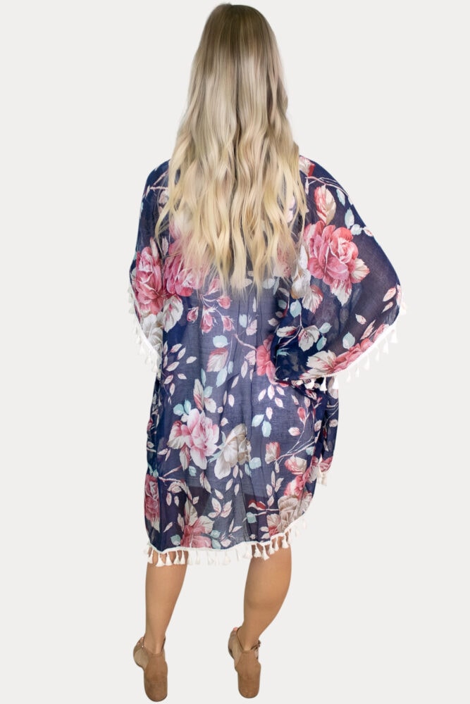 navy floral maternity kimono