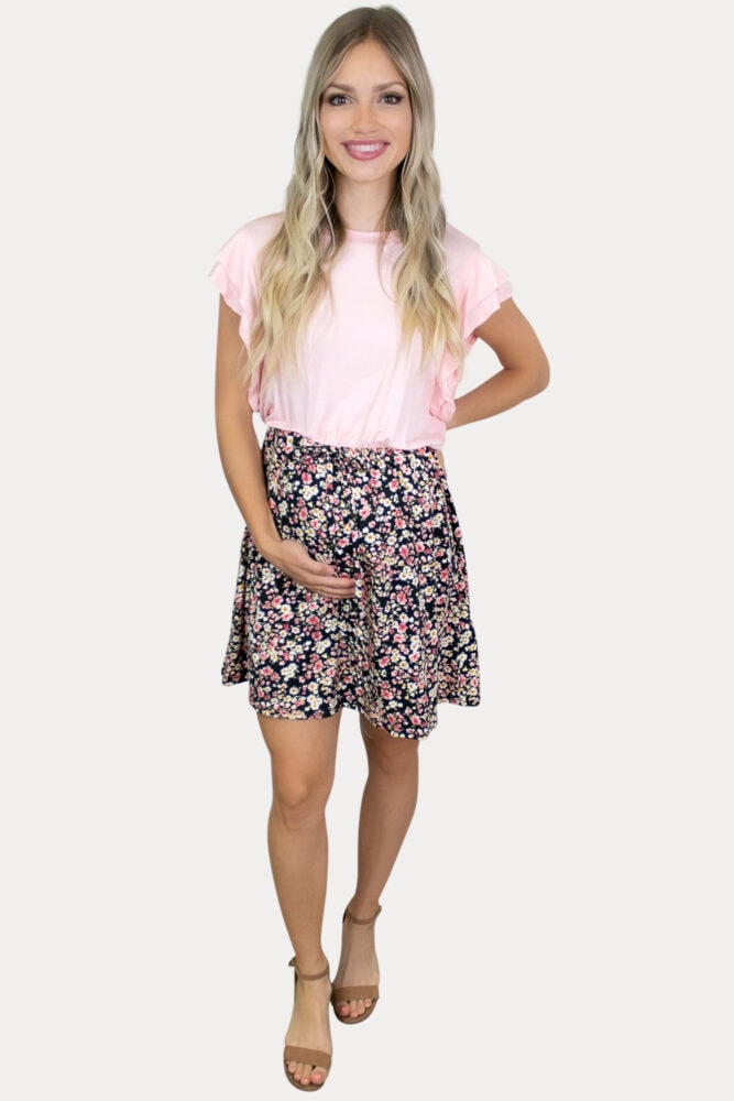 floral two tone maternity dress