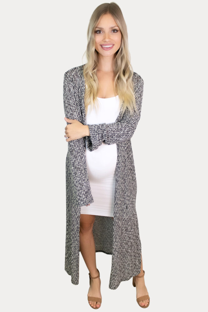 grey long sleeve maternity duster