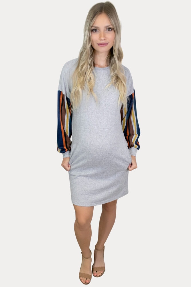 striped knit maternity dress