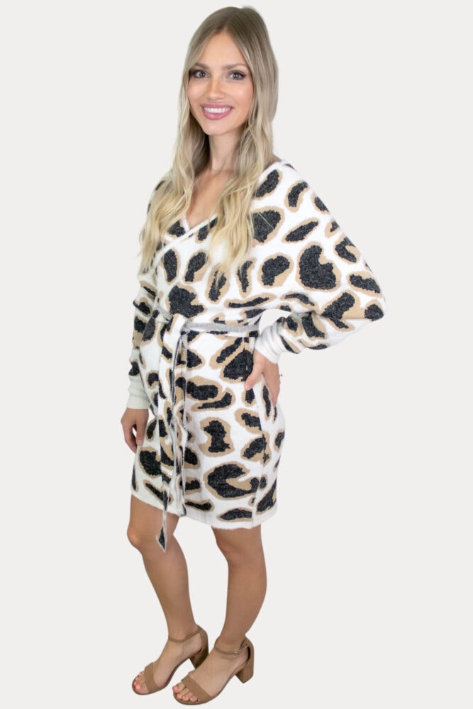 leopard sweater maternity dress
