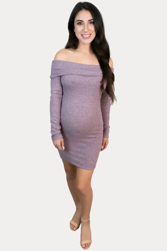 long sleeve ribbed pregnancy dress