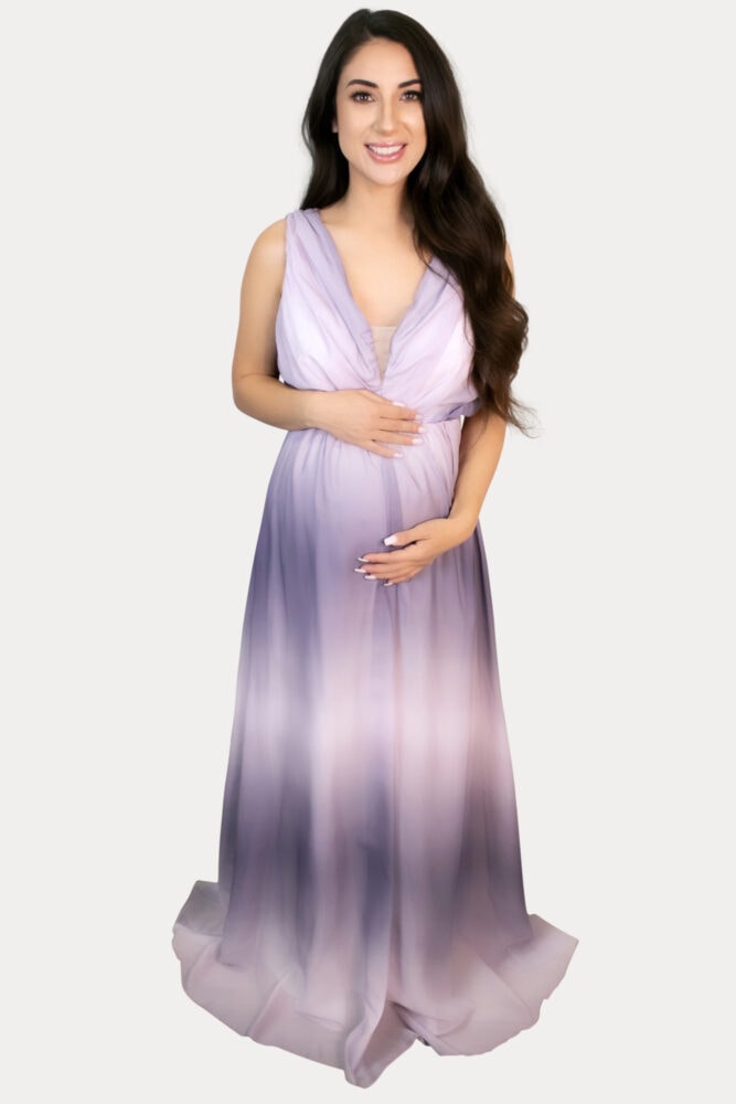 blue ombre maternity maxi