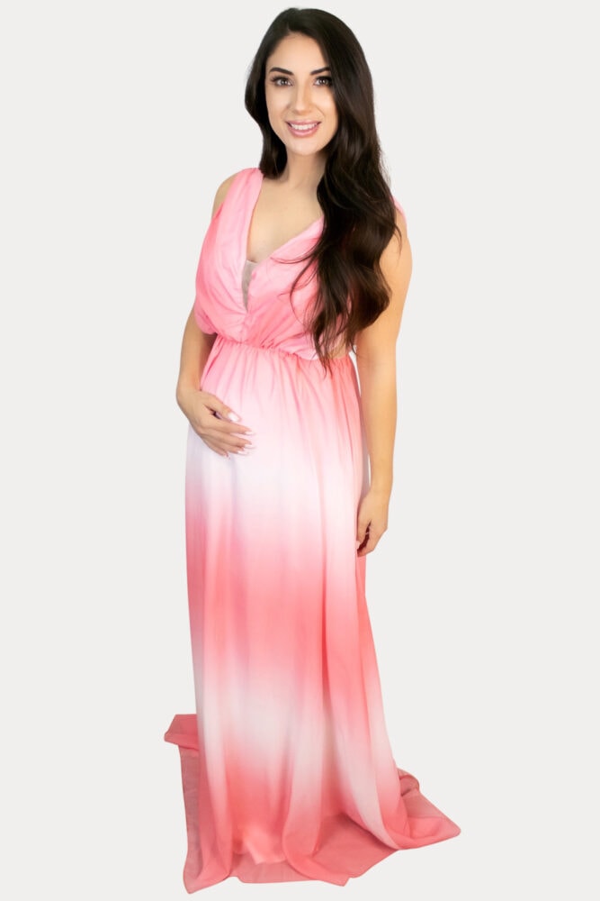 pink ombre maternity maxi