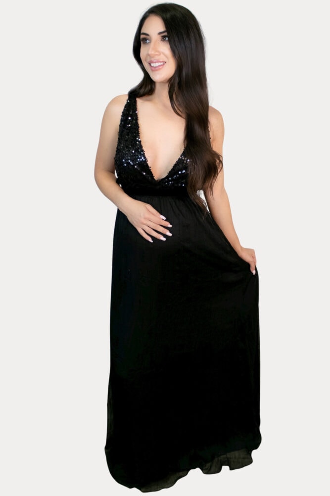 sequin chiffon maternity dress