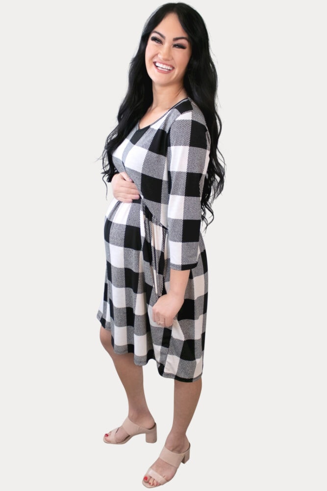 plaid babydoll pregnancy dress