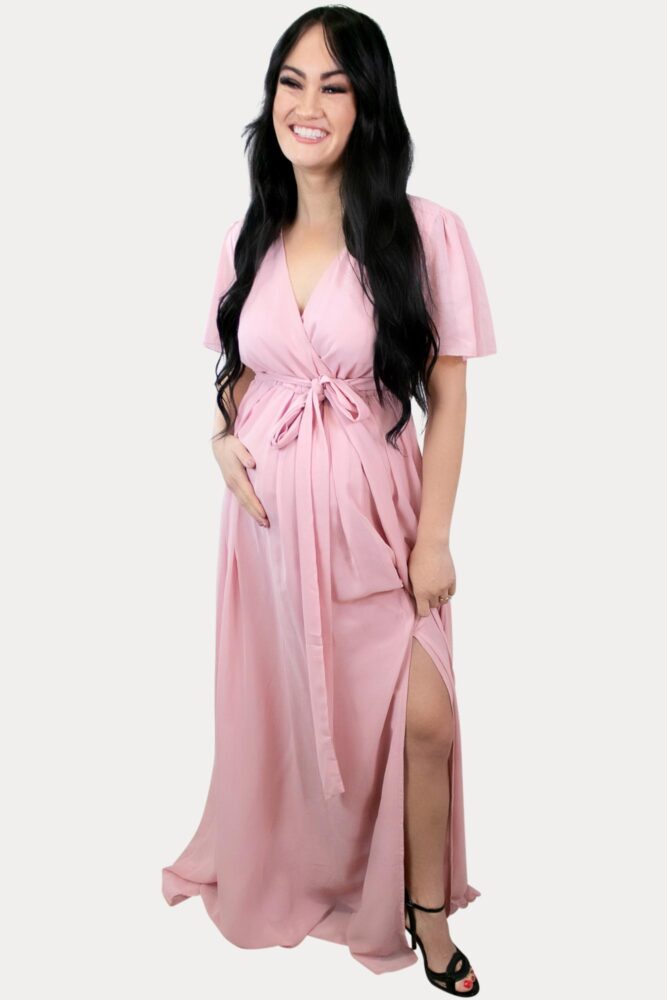mauve maxi maternity dress