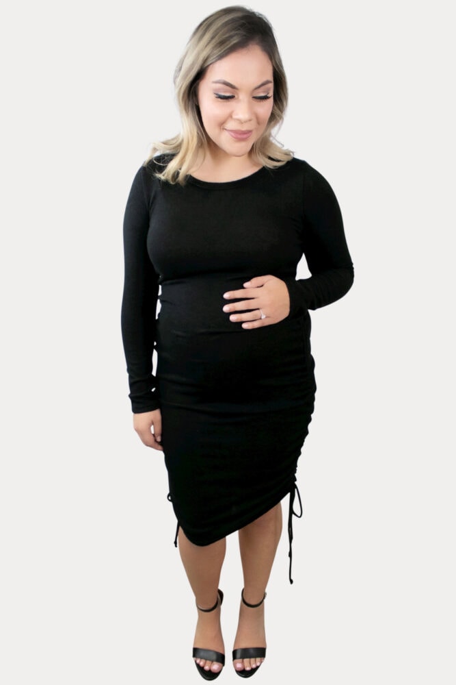 Long-Sleeve Knit Maternity Dress