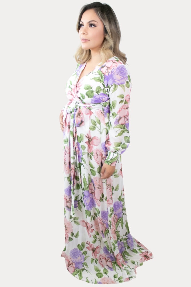 colorful floral maternity maxi