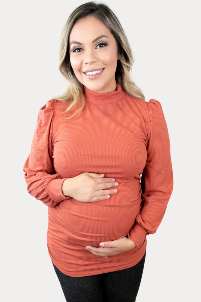 Our mock neck pregnancy top will have you styled to the max!