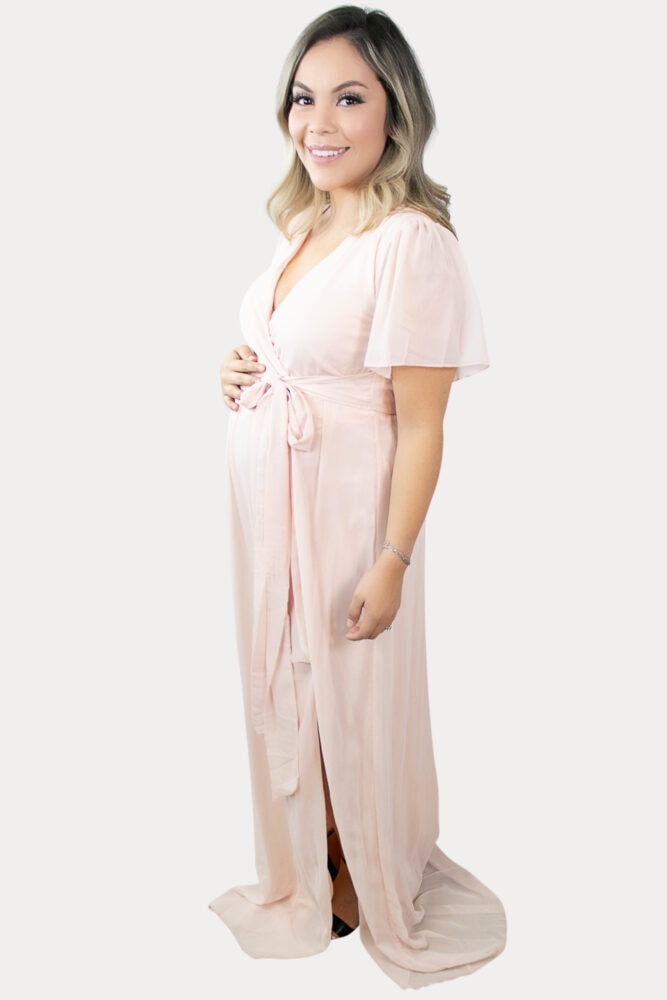 blush maxi maternity dress