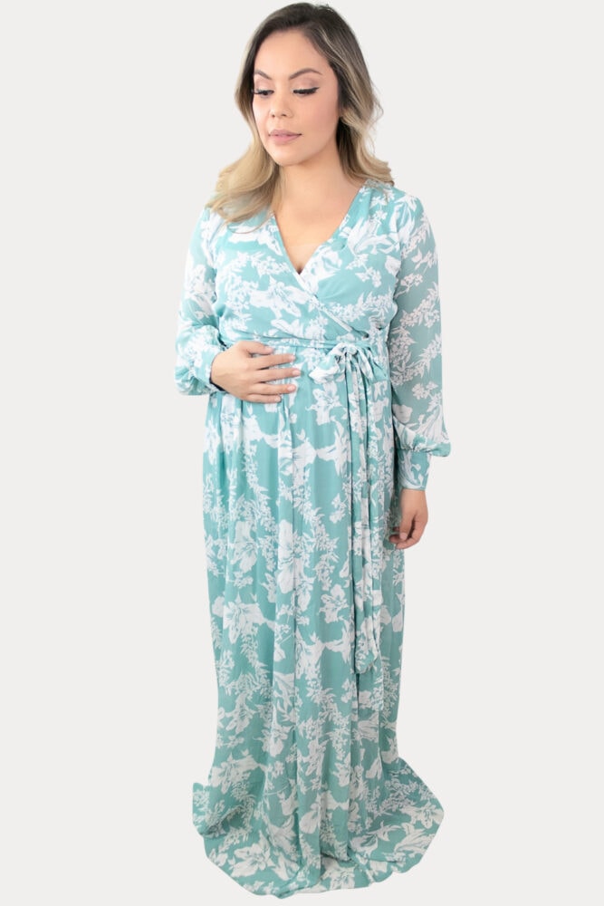 Sweetheart Floral Maternity Maxi in Mint