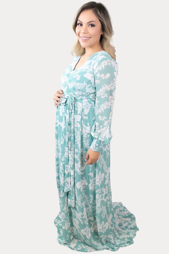 Sweetheart Floral Maternity Maxi in Mint