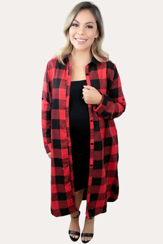 buffalo plaid maternity cardigan
