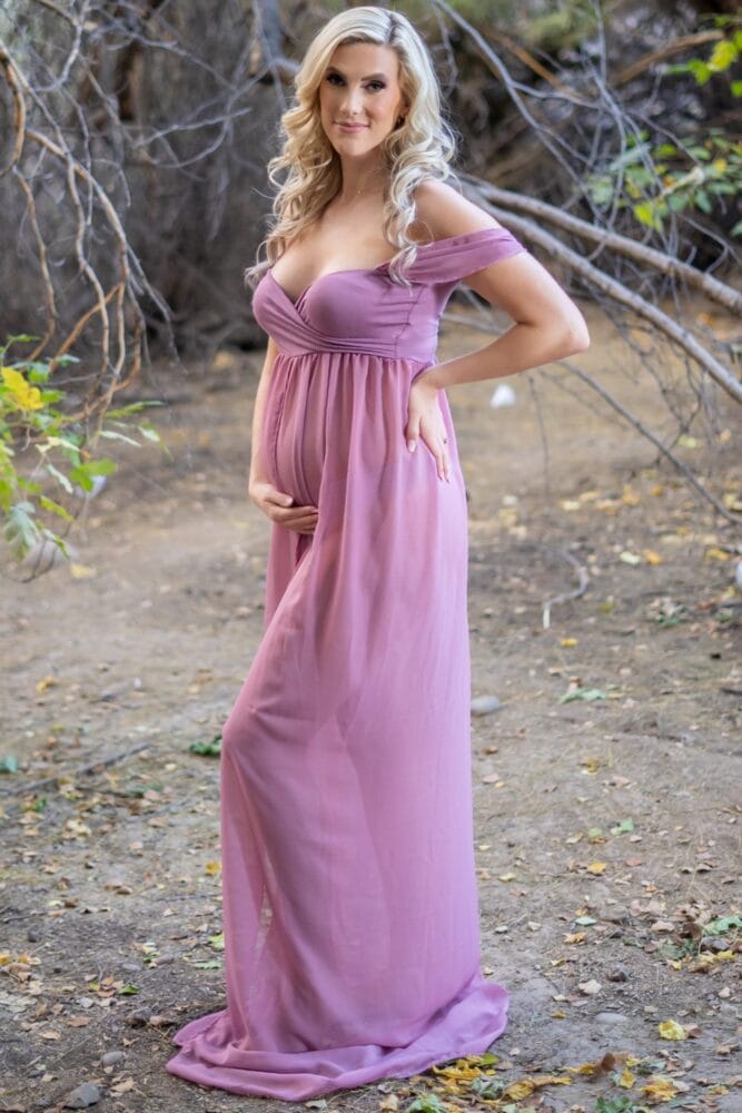 open chiffon maternity gown