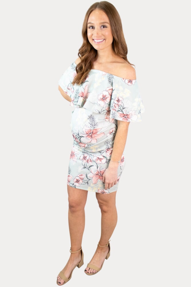 pastel floral maternity dress