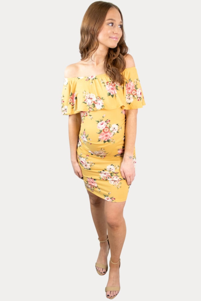yellow maternity dress