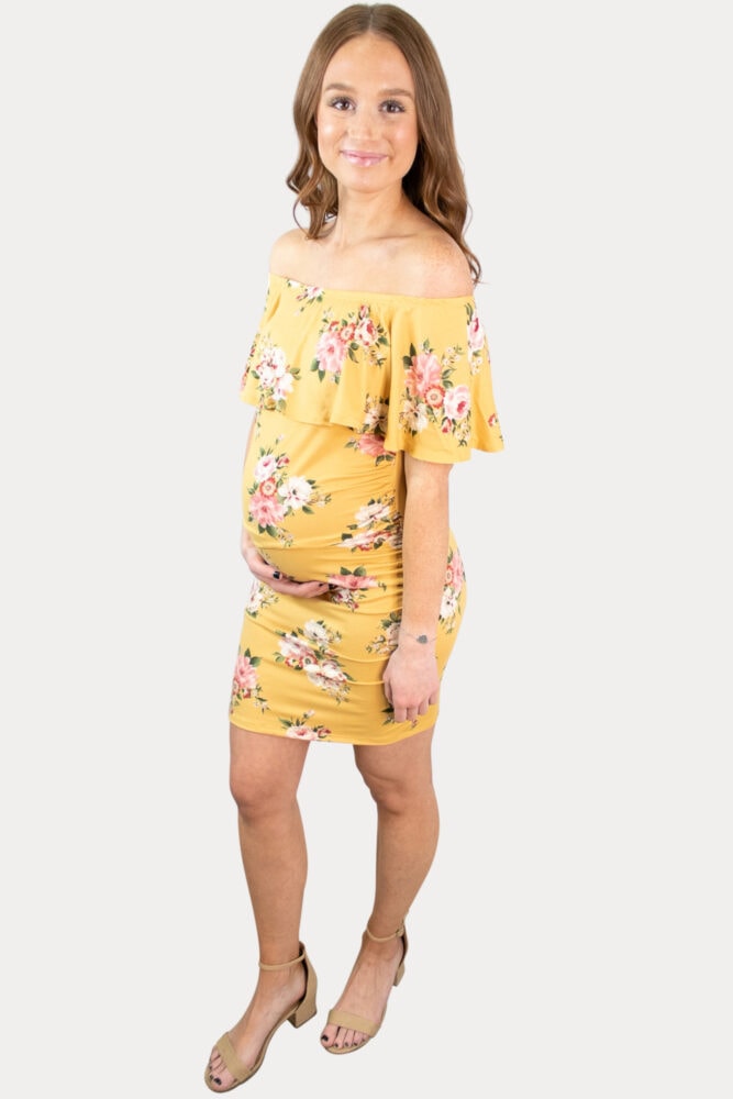 yellow maternity dress