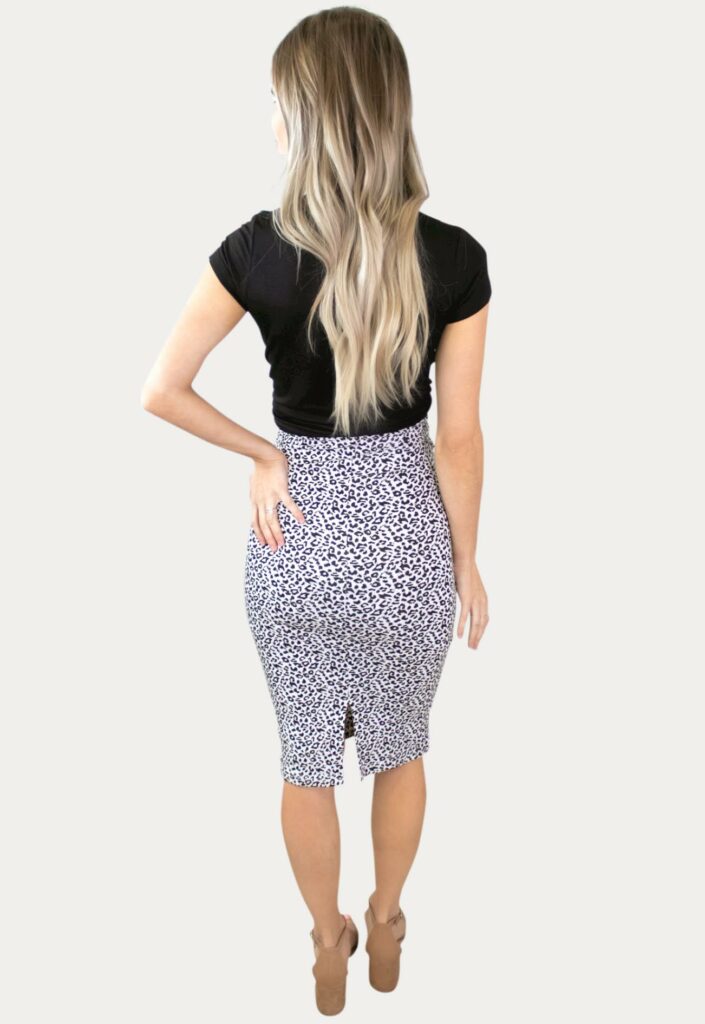 white leopard maternity skirt