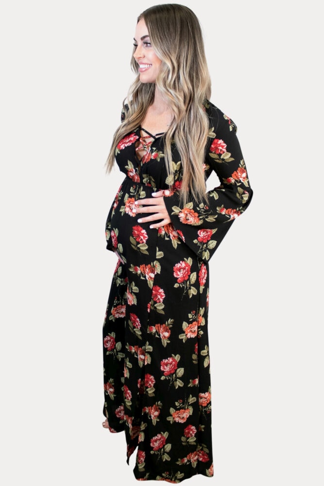 floral maternity maxi with slit