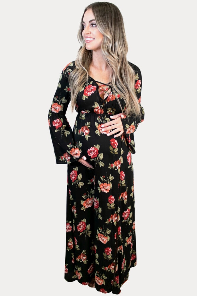 floral maternity maxi with slit