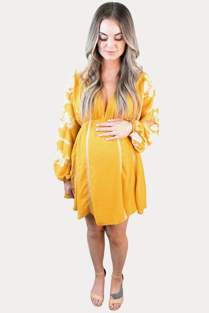 Embroidered Maternity Dress