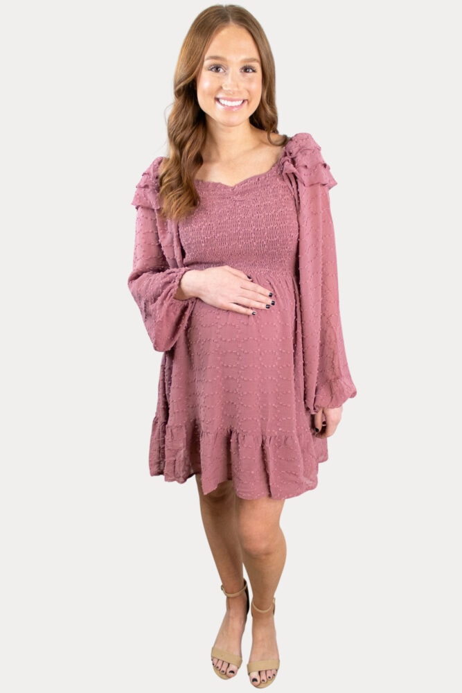 Mauve Boho Maternity Dress