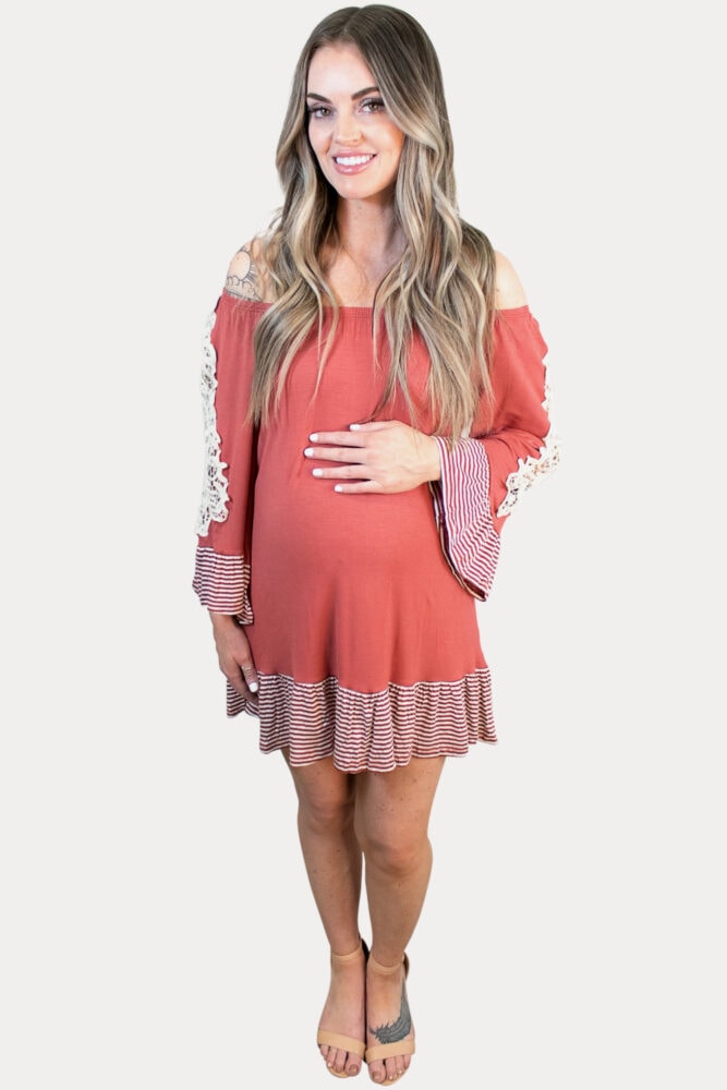 Boho mini maternity dress