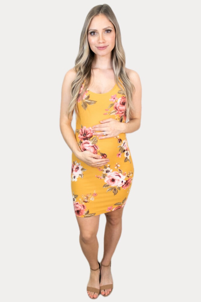 mustard maternity dress