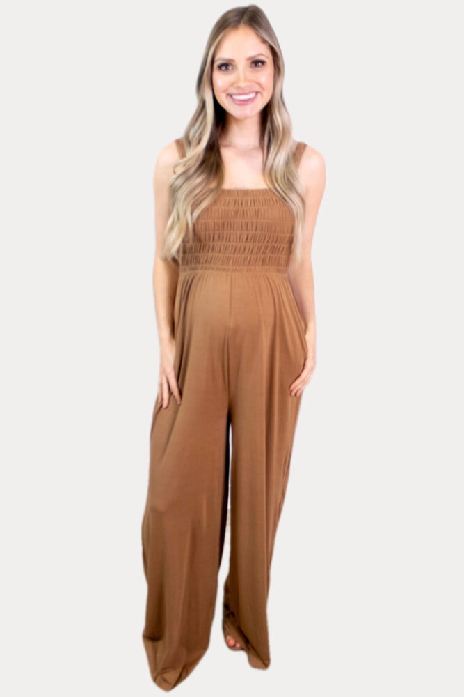 brown maternity jumpsuit