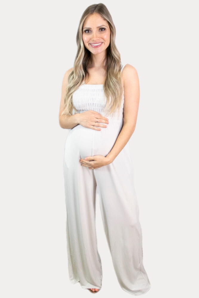 white maternity jumpsuit