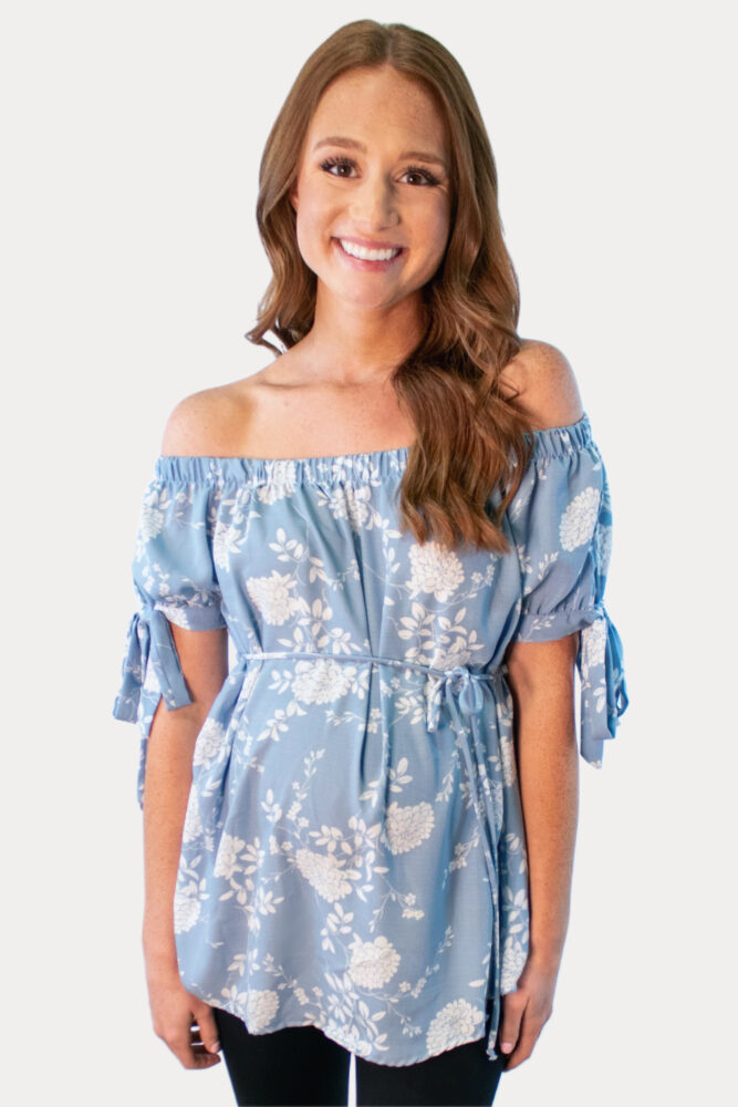 blue floral pregnancy top
