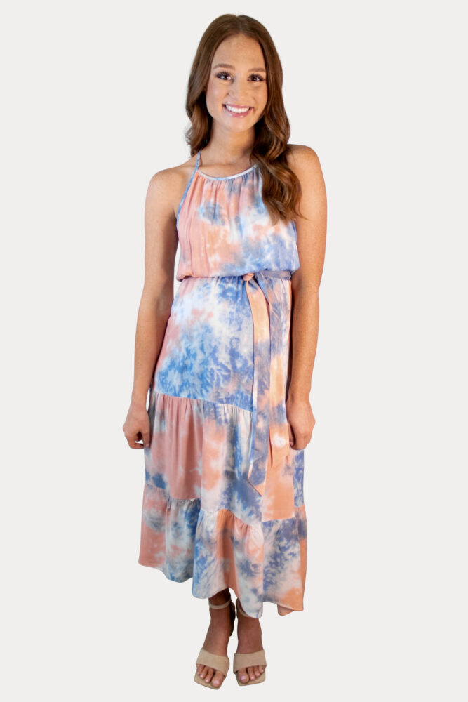 tie dye maxi maternity dress