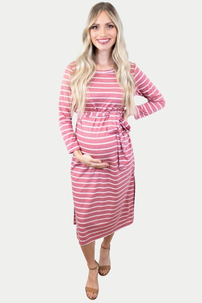 striped maternity dress with slits
