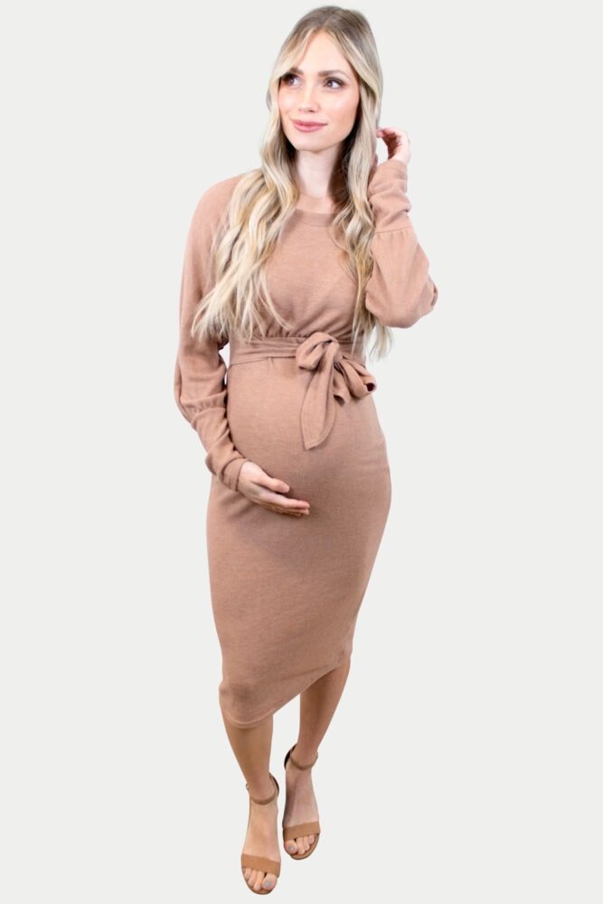 knit midi maternity dress