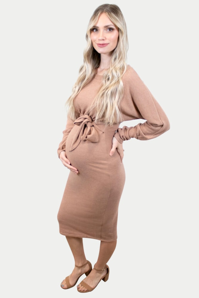 knit midi maternity dress