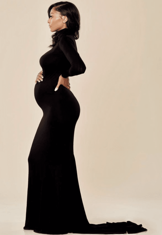 turtleneck studio maternity gown