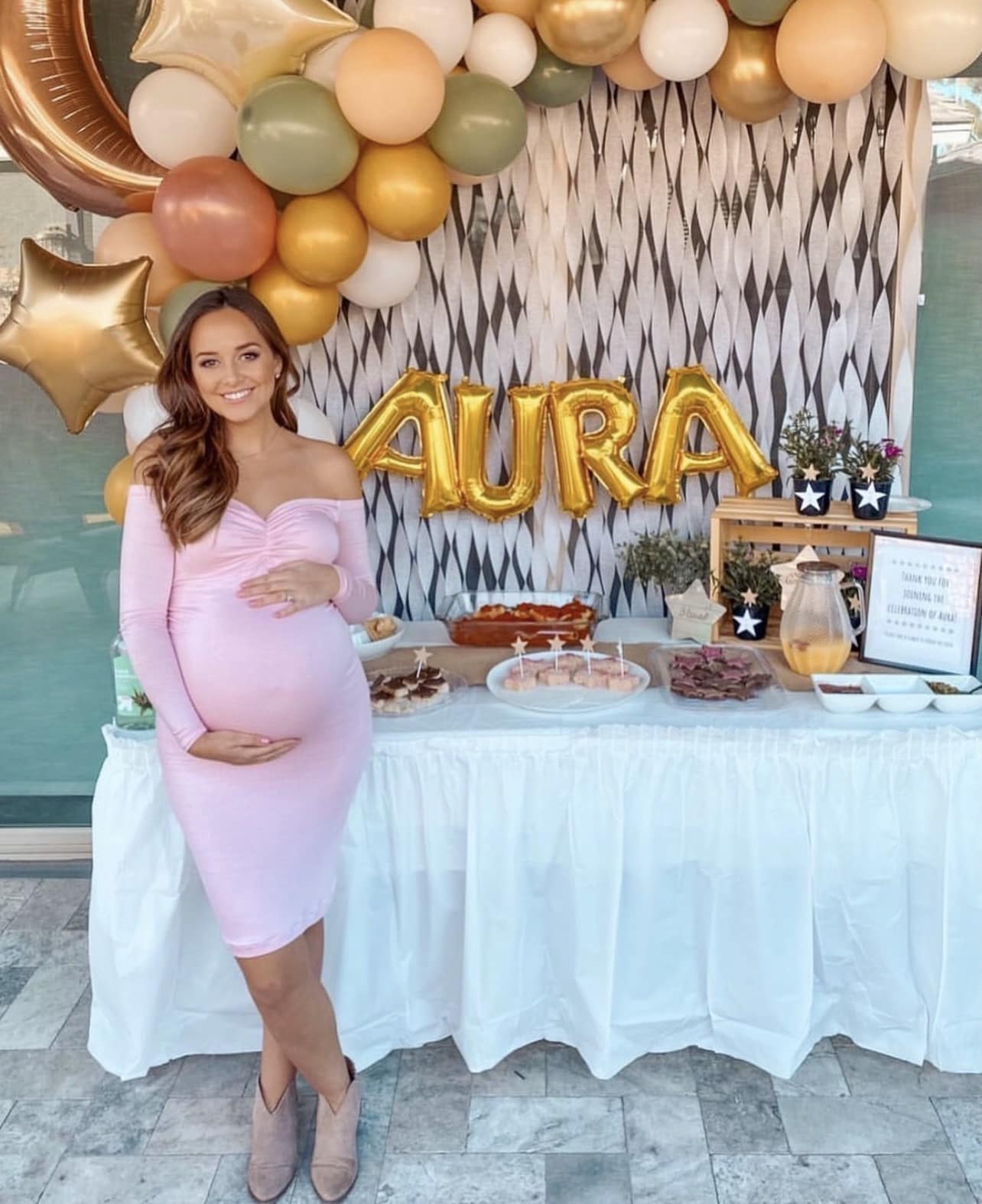 Pink Blush Off the Shoulder Ruched Maternity Dress with Long Sleeves