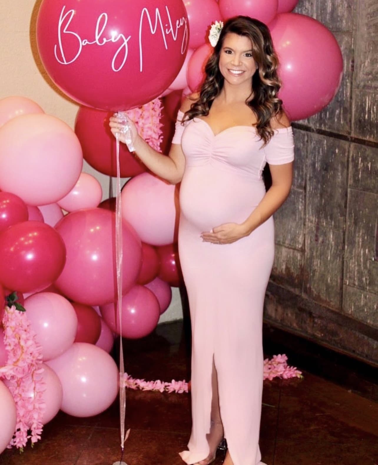 Baby Pink Slim Fit Baby Shower Maternity Gown