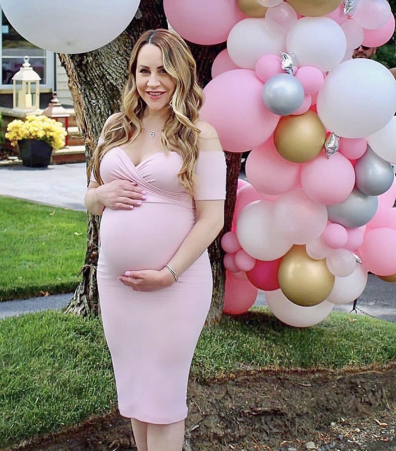 Pink Blush Maternity Baby Shower Dress
