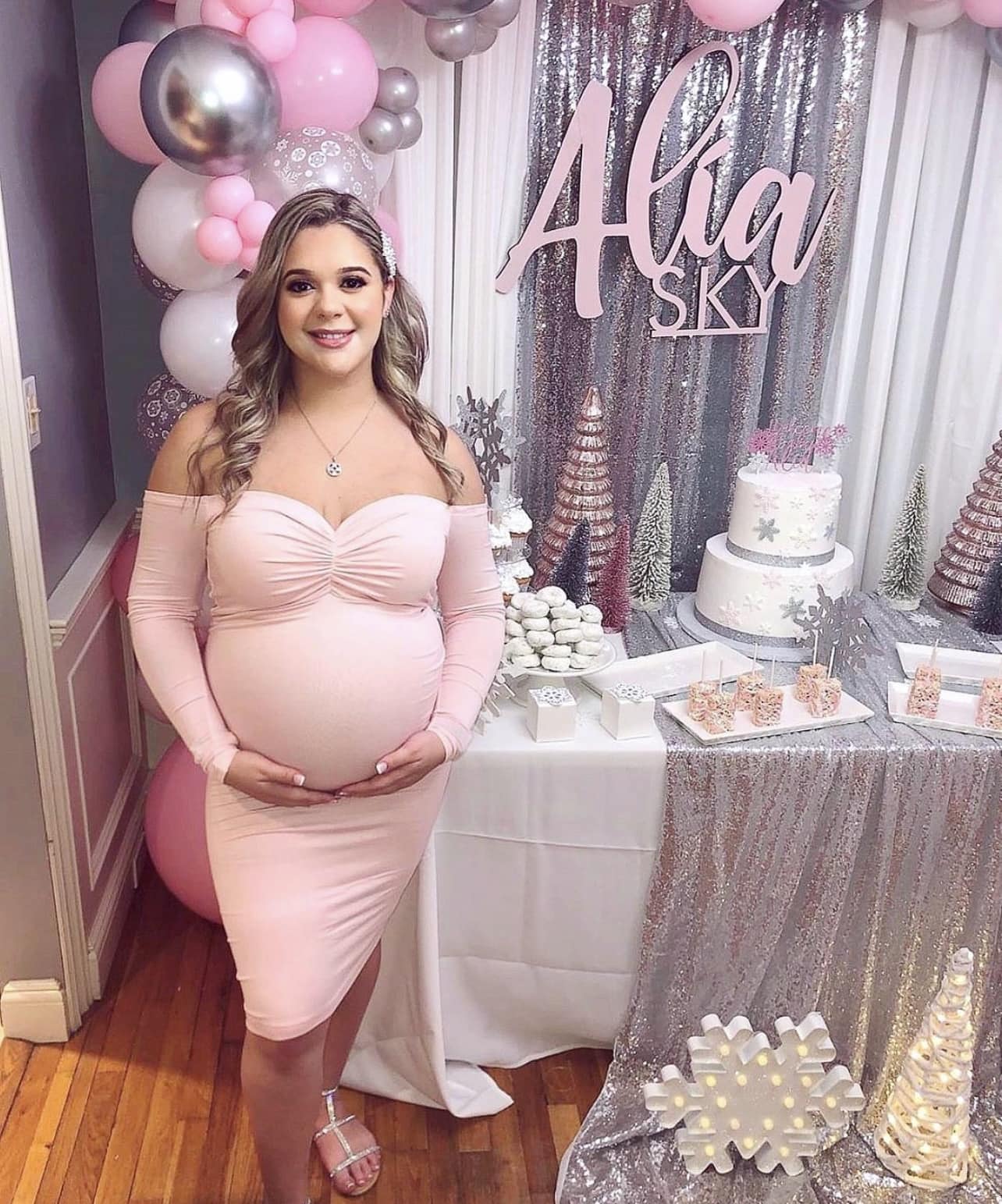 Pink Blush Maternity Baby Shower Dress