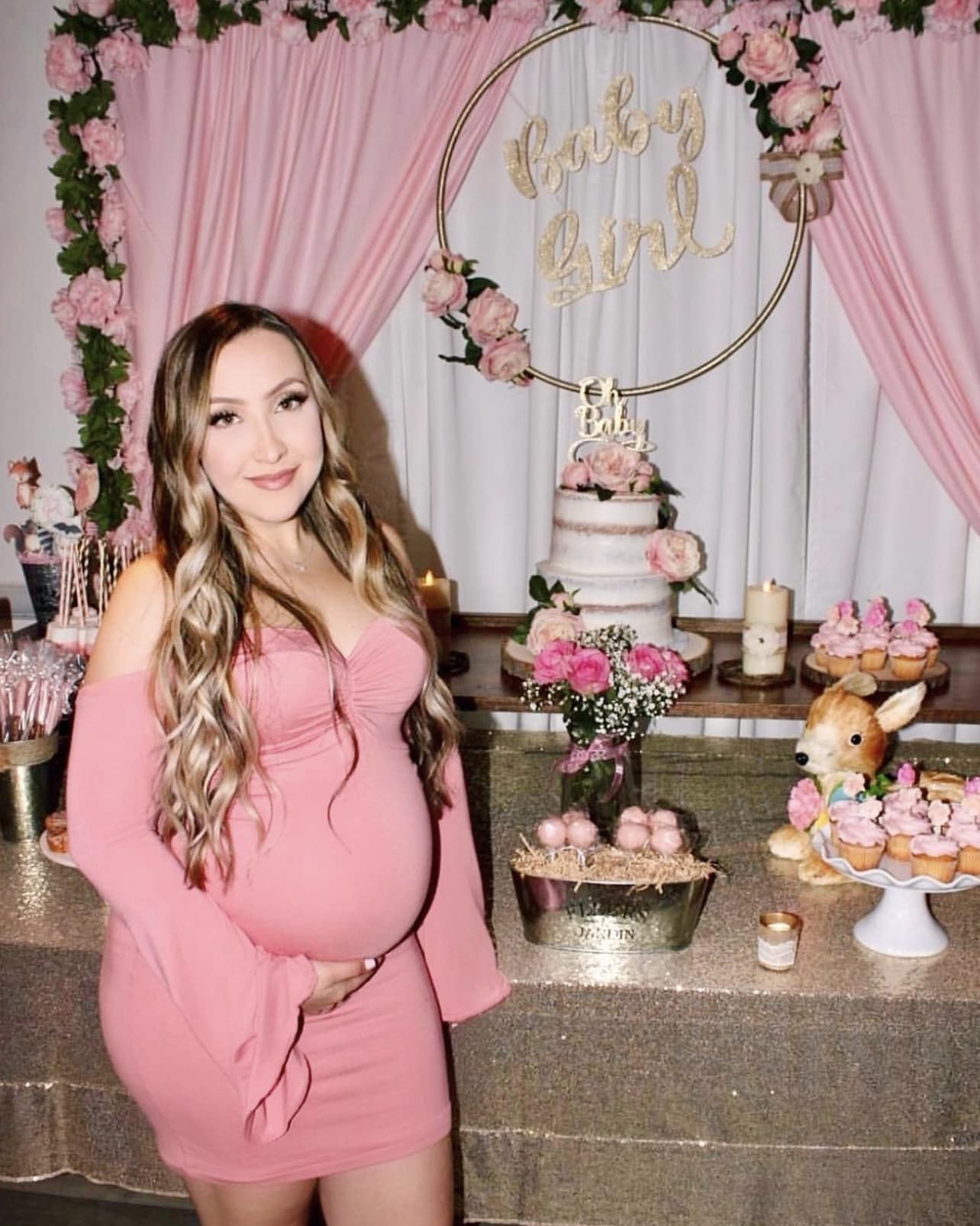 Ruched Front Mini Bell Sleeve Maternity Dress in Dusty Pink